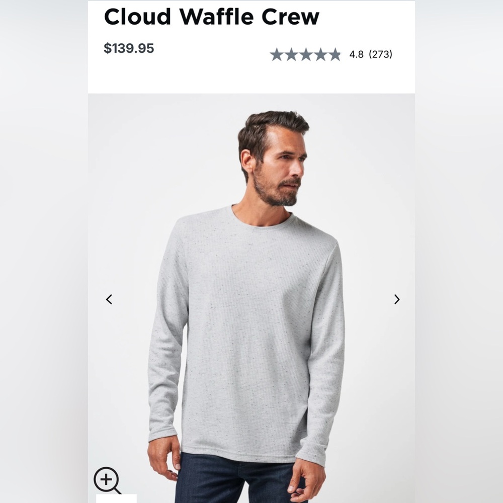 Travis Mathew Cloud Waffle Crew Long Sleeve Shirt - Grey